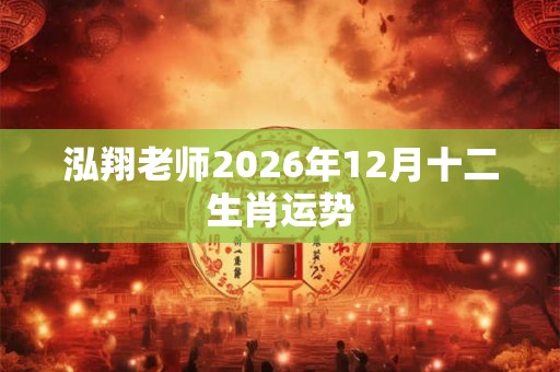 泓翔老师2026年12月十二生肖运势