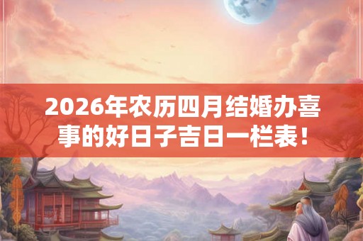 2026年农历四月结婚办喜事的好日子吉日一栏表！
