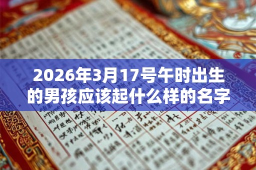 2026年3月17号午时出生的男孩应该起什么样的名字