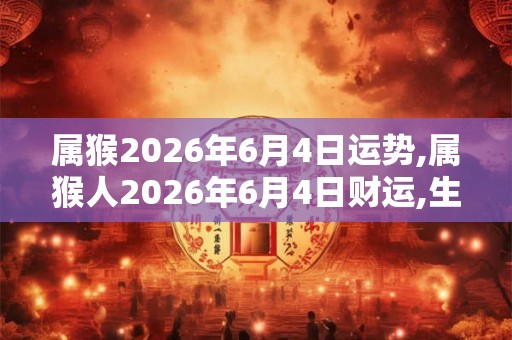 属猴2026年6月4日运势,属猴人2026年6月4日财运,生肖猴2026年6月4日运势