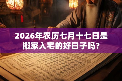 2026年农历七月十七日是搬家入宅的好日子吗？