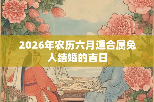 2026年农历六月适合属兔人结婚的吉日