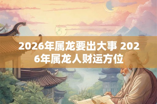 2026年属龙要出大事 2026年属龙人财运方位 2026年属龙要出大事 2026年属龙人财运方位