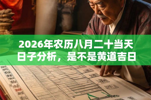 2026年农历八月二十当天日子分析，是不是黄道吉日？