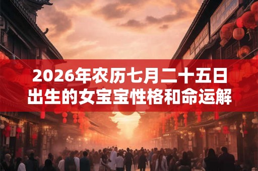 2026年农历七月二十五日出生的女宝宝性格和命运解析