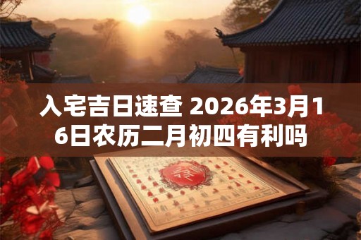 入宅吉日速查 2026年3月16日农历二月初四有利吗