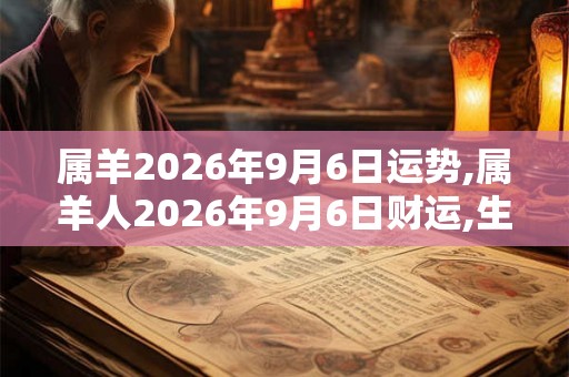 属羊2026年9月6日运势,属羊人2026年9月6日财运,生肖羊2026年9月6日运势
