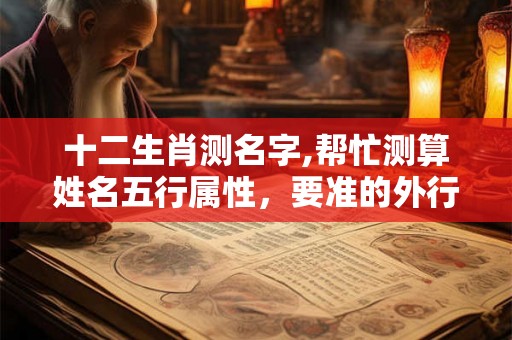 十二生肖测名字,帮忙测算姓名五行属性，要准的外行默入