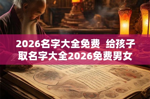 2026名字大全免费  给孩子取名字大全2026免费男女