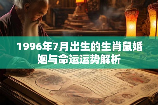 1996年7月出生的生肖鼠婚姻与命运运势解析