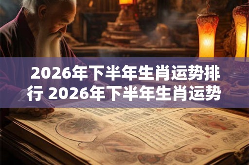 2026年下半年生肖运势排行 2026年下半年生肖运势走向