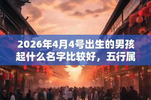 2026年4月4号出生的男孩起什么名字比较好，五行属什么