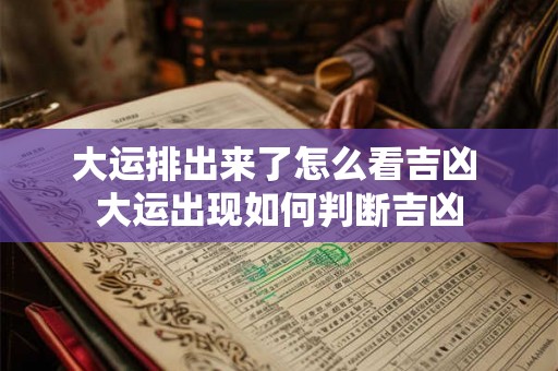 大运排出来了怎么看吉凶 大运出现如何判断吉凶