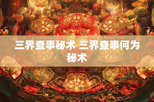三界查事秘术 三界查事何为秘术 三界查事秘术 三界查事何为秘术