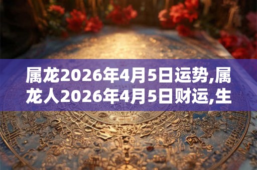 属龙2026年4月5日运势,属龙人2026年4月5日财运,生肖龙2026年4月5日运势