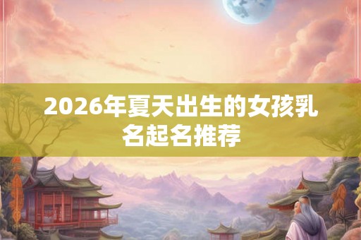 2026年夏天出生的女孩乳名起名推荐