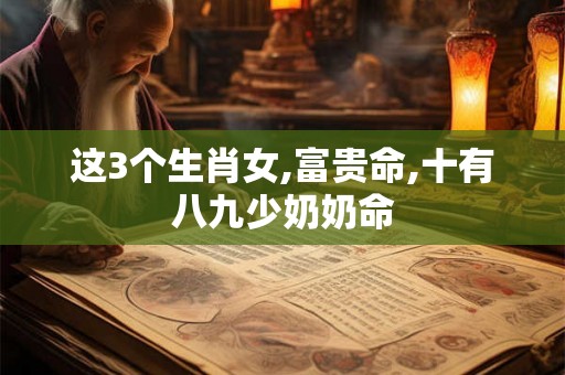 这3个生肖女,富贵命,十有八九少奶奶命