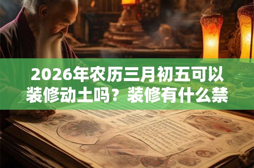 2026年农历三月初五可以装修动土吗？装修有什么禁忌？
