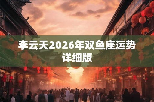 李云天2026年双鱼座运势详细版