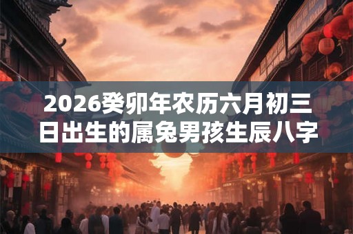 2026癸卯年农历六月初三日出生的属兔男孩生辰八字命运详解