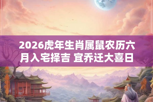 2026虎年生肖属鼠农历六月入宅择吉 宜乔迁大喜日