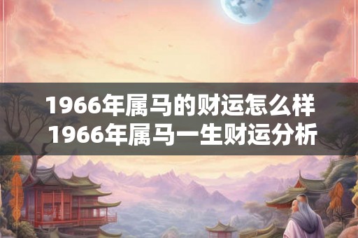 1966年属马的财运怎么样 1966年属马一生财运分析