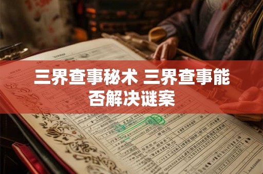 三界查事秘术 三界查事能否解决谜案