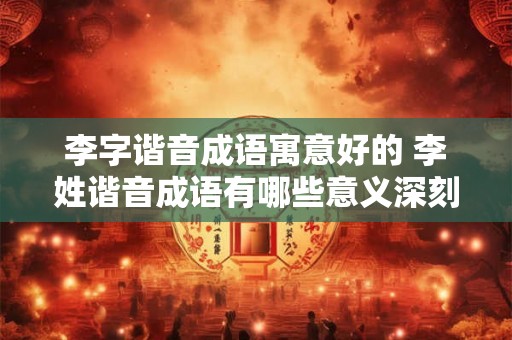 李字谐音成语寓意好的 李姓谐音成语有哪些意义深刻 李字谐音成语寓意好的 李姓谐音成语有哪些意义深刻