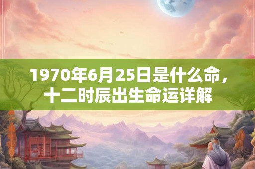 1970年6月25日是什么命，十二时辰出生命运详解