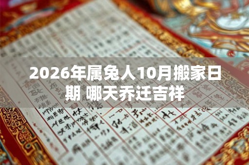 2026年属兔人10月搬家日期 哪天乔迁吉祥