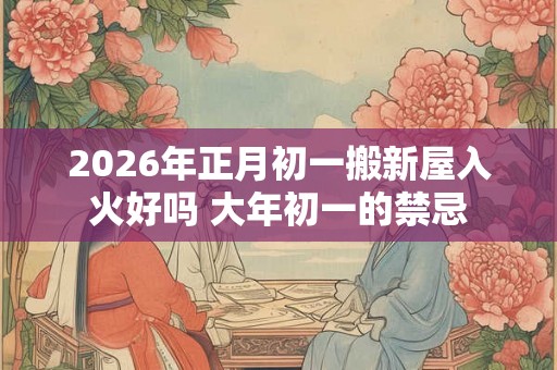 2026年正月初一搬新屋入火好吗 大年初一的禁忌