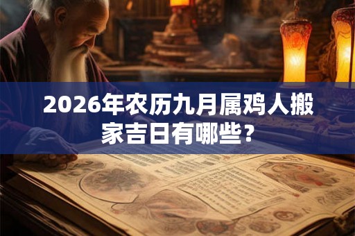 2026年农历九月属鸡人搬家吉日有哪些？