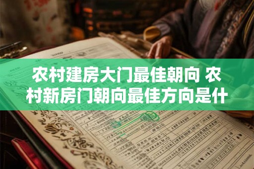 农村建房大门最佳朝向 农村新房门朝向最佳方向是什么