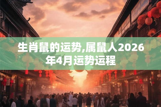 生肖鼠的运势,属鼠人2026年4月运势运程