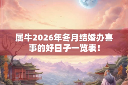 属牛2026年冬月结婚办喜事的好日子一览表！