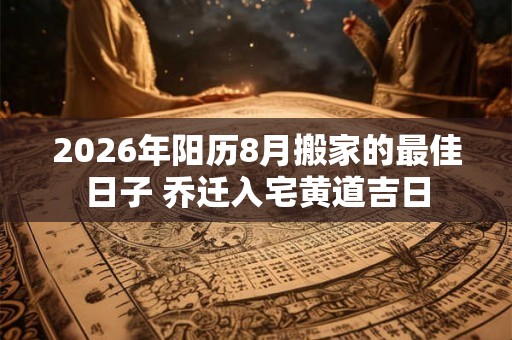 2026年阳历8月搬家的最佳日子 乔迁入宅黄道吉日