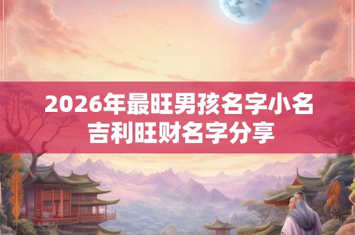 2026年最旺男孩名字小名 吉利旺财名字分享