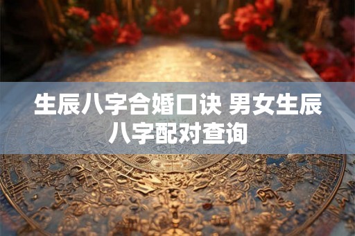 生辰八字合婚口诀 男女生辰八字配对查询