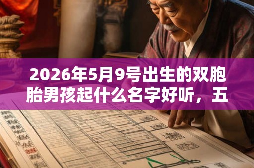 2026年5月9号出生的双胞胎男孩起什么名字好听，五行属什么