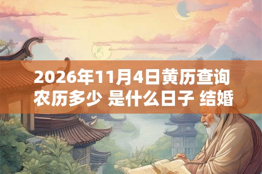 2026年11月4日黄历查询 农历多少 是什么日子 结婚吉时