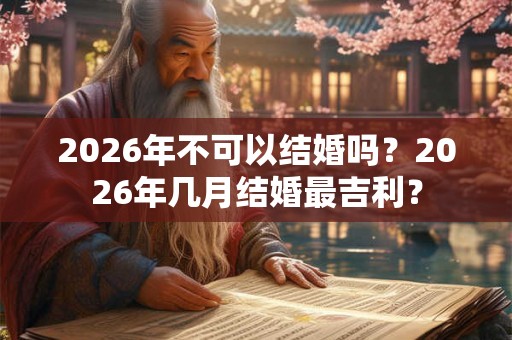 2026年不可以结婚吗？2026年几月结婚最吉利？