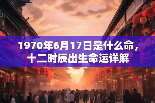 1970年6月17日是什么命，十二时辰出生命运详解