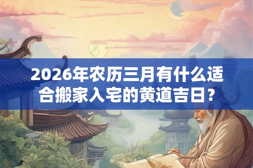 2026年农历三月有什么适合搬家入宅的黄道吉日？