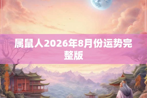 属鼠人2026年8月份运势完整版 属鼠人2026年8月份运势完整版