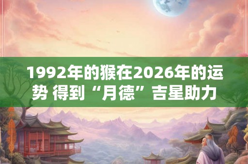 1992年的猴在2026年的运势 得到“月德”吉星助力