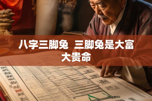 八字三脚兔  三脚兔是大富大贵命