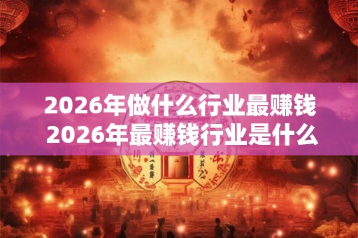 2026年做什么行业最赚钱 2026年最赚钱行业是什么