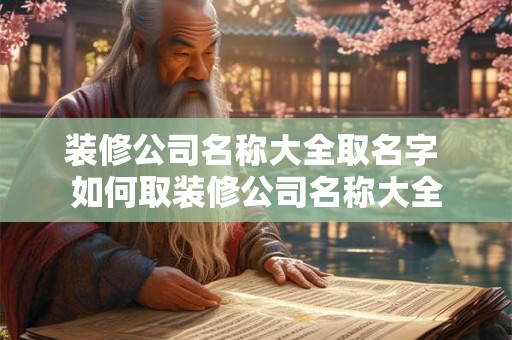 装修公司名称大全取名字 如何取装修公司名称大全