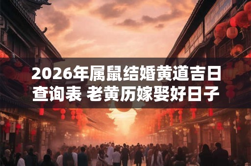 2026年属鼠结婚黄道吉日查询表 老黄历嫁娶好日子