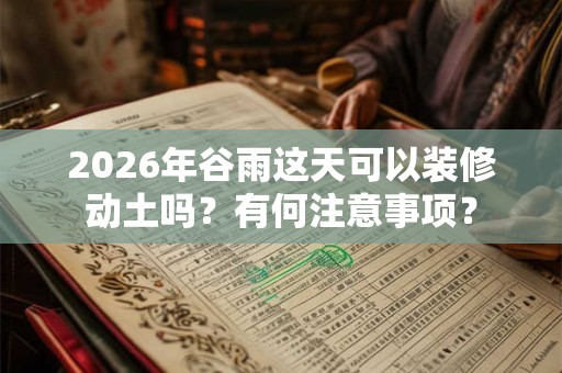 2026年谷雨这天可以装修动土吗？有何注意事项？